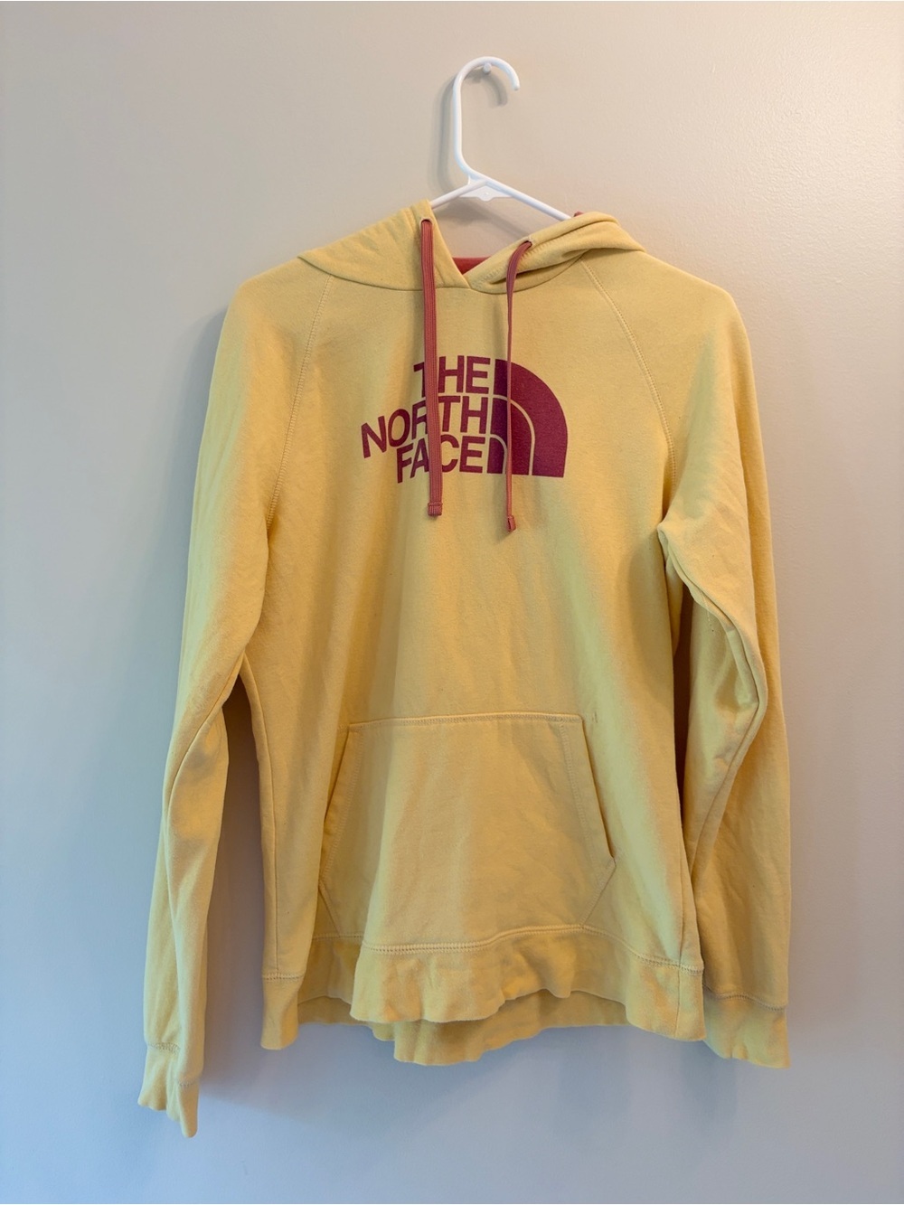 The North Face Yellow Hoodie with Maroon Logo